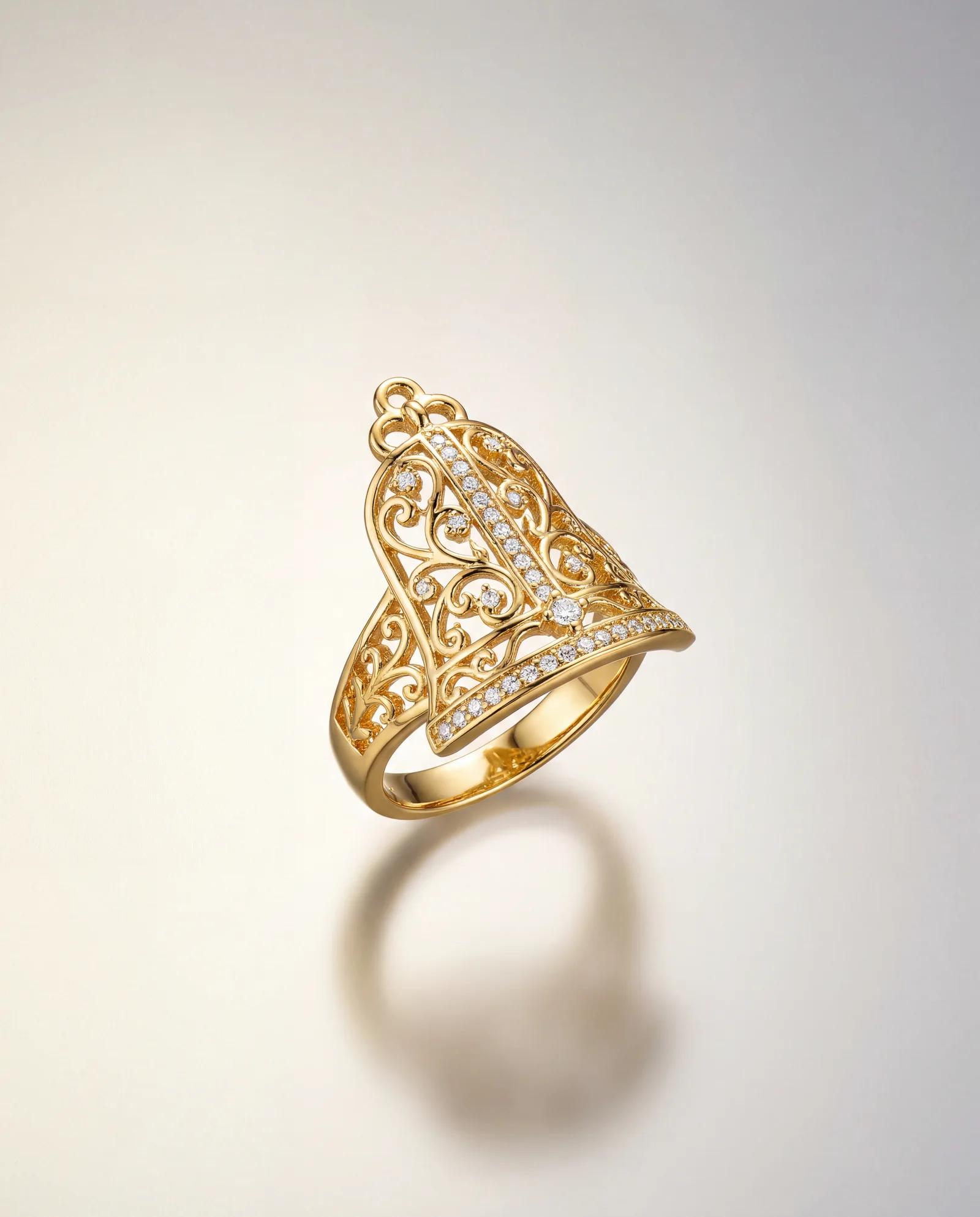Кольцо «Мэй Пинг», размер 15,5 — Бижутерный сплав, позолота 18K, ручная работа, Таиланд